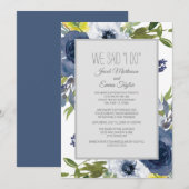 Navyblauw Wit Geel Bloem Bruiloft Elopement Kaart (Voorkant / Achterkant)