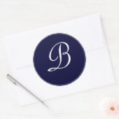 Navyblauw & Wit Monogram "B" Ronde Sticker (Envelop)