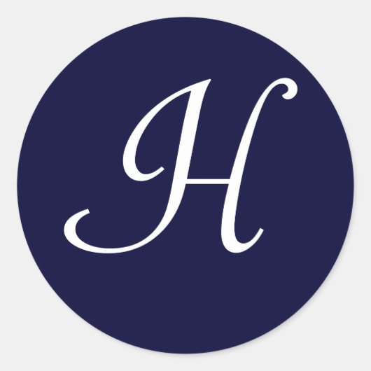 Navyblauw & Wit Monogram Initiaal Zegel "H" (Voorkant)