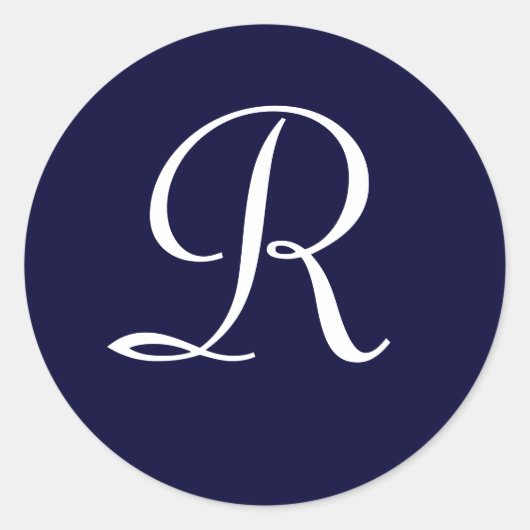 Navyblauw & Wit Monogram Initiaal Zegel "R" (Voorkant)