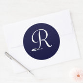 Navyblauw & Wit Monogram Initiaal Zegel "R" (Envelop)