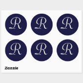 Navyblauw & Wit Monogram Initiaal Zegel "R" (Vel)