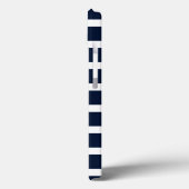 Navyblauw & Wit Streep met Koraal Monogram Case-Mate iPhone Case (Achterkant / Links)