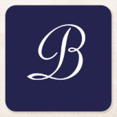 Navyblauw & witte B-monogram scripttekst Kartonnen Onderzetters (Voorkant)
