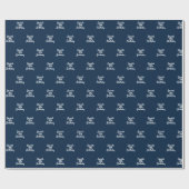 Navyblauw witte naam schrift cadeaupapier (Vlak)