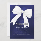 Navyblauw witte strik Verjaardag Kaart (Voorkant)