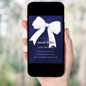 Navyblauw witte strik Verjaardag Kaart