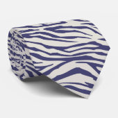 Navyblauw Zebra Desing Stropdas (Opgerold)