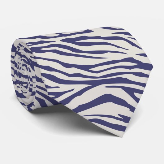Navyblauw Zebra Desing Stropdas (Opgerold)