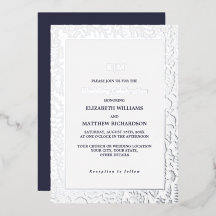Navyblauw | Zilver Elegante Luxe Trouw 