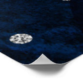 Navyblauw & Zilver Glitter Agate & marmeren Huweli Poster (Hoek)