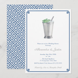 Navyblauw & Zilver-grijs Mint Julep Trouw Bruiloft Kaart