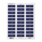 Navyblauw zilver retouradreslabel etiket (Full Sheet)