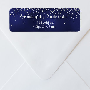 Navyblauw zilver retouradreslabel etiket