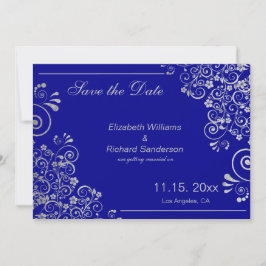 Navyblauw Zilver Save the Date  Trouwen