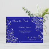 Navyblauw Zilver Save the Date  Trouwen (Staand voorkant)