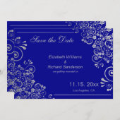 Navyblauw Zilver Save the Date  Trouwen (Voorkant / Achterkant)