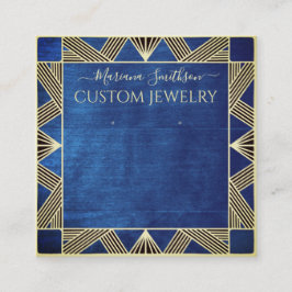 Navyblauwe Art Deco grote oorbellen displaykaarten Vierkante Visitekaartje