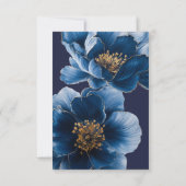 Navyblauwe bloemende viering van levensfuneralie bedankkaart (Achterkant)