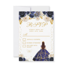 Navyblauwe bloemenkroon Prinses Quinceañera
