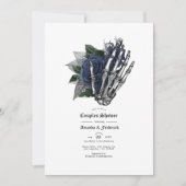 Navyblauwe bloemenskelet gotische koppel douche kaart (Voorkant)