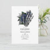 Navyblauwe bloemenskelet gotische koppel douche kaart (Staand voorkant)