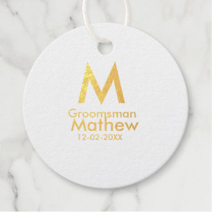 Navyblauwe bruidsjonker naam letter datum mannelij bedankjes labels