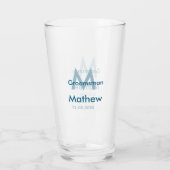 Navyblauwe bruidsjonker naam letter datum mannelij glas (Achterkant)