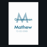 Navyblauwe bruidsjonker naam letter datum mannelij kaart<br><div class="desc">ontwerp</div>