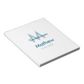 Navyblauwe bruidsjonker naam letter datum mannelij notitieblok (Schuin)