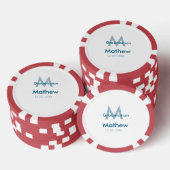 Navyblauwe bruidsjonker naam letter datum mannelij poker chips (Opstapeling)