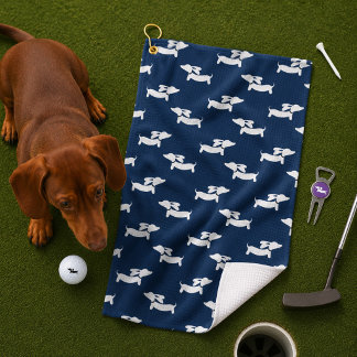 Navyblauwe Dachshund Moeder Golfer Cadeau Golfhanddoek