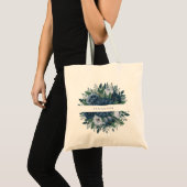Navyblauwe en lichtblauwe bruidsmeisjesnaam tote bag (Voorkant (product))
