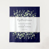 Navyblauwe Eucalyptus Huwelijk Samen Voor Altijd  Wandkleed (Voorkant)