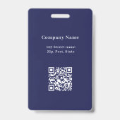 Navyblauwe fotonaam QR-code bedrijfslogo Badge (Achterkant)