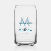 Navyblauwe getuige naam letter datum mannelijk per blikvorm glas (Achterkant)