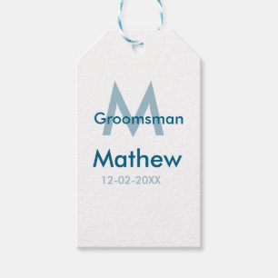 Navyblauwe getuige naam letter datum mannelijk per cadeaulabel