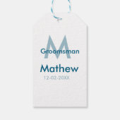 Navyblauwe getuige naam letter datum mannelijk per cadeaulabel (Achterkant)