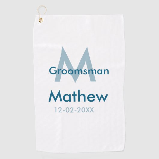 Navyblauwe getuige naam letter datum mannelijk per golfhanddoek (Voorkant)