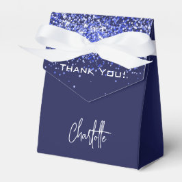Navyblauwe glitter vonken naam dank je bedankdoosjes