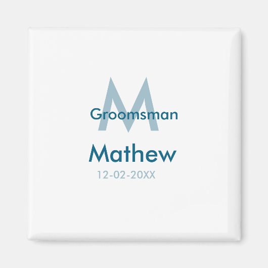 Navyblauwe groepsnaam letter datum mannelijk per magneet (Voorkant)