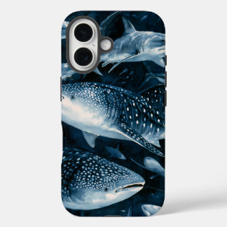 Navyblauwe haai en mantelrog oceaan iPhone hoes
