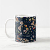 Navyblauwe monogram bloemenmok koffiemok (Links)