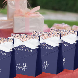 Navyblauwe roze gouden glinsterende naam bedankt bedankdoosjes