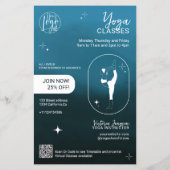 Navyblauwe ster Yogalerares studioklassen Flyer (Achterkant)