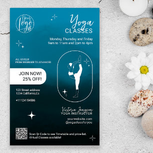 Navyblauwe ster Yogalerares studioklassen Flyer