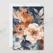 Navyblauwe, verbrande oranje en champagne tuinfest kaart (Achterkant)