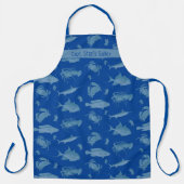Navyblauwe visserchef Zeevruchten aangepaste tekst Schort (Voorkant)