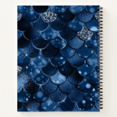 Navyblauwe zeemeermin schubben naam notitieboek (Achterkant)