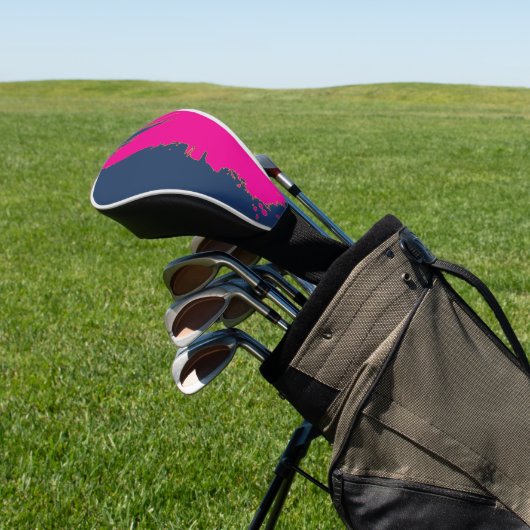 NavyBlue PinkSplash Golfheadcover (Insitu)